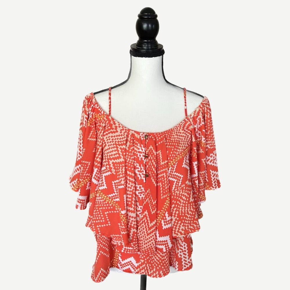 GB  Orange and Cream Off the Shoulder Top-medium